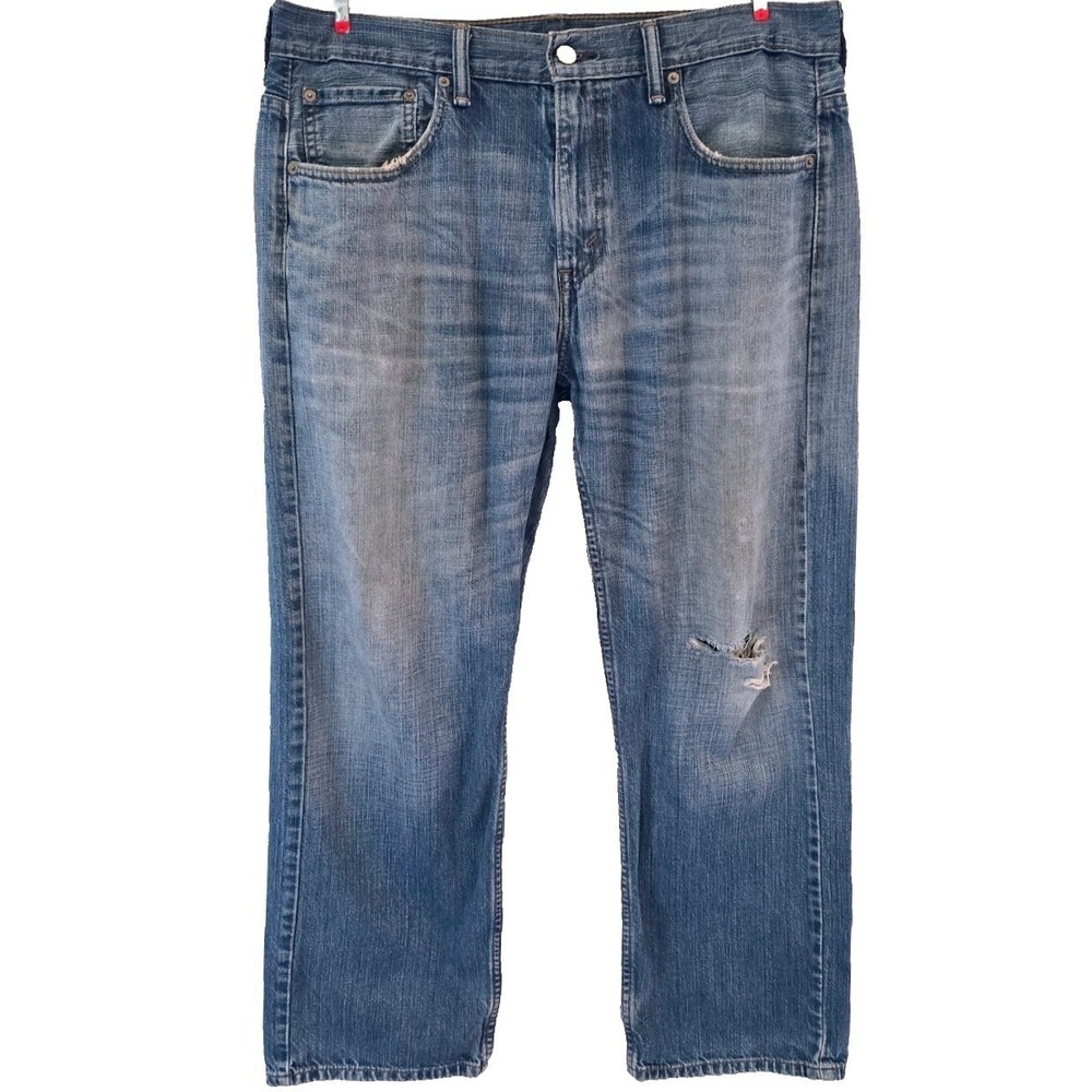 Levi's 569 Loose Straight Jeans Mens 33x30 Distressed Blue Denim Actual 35x28